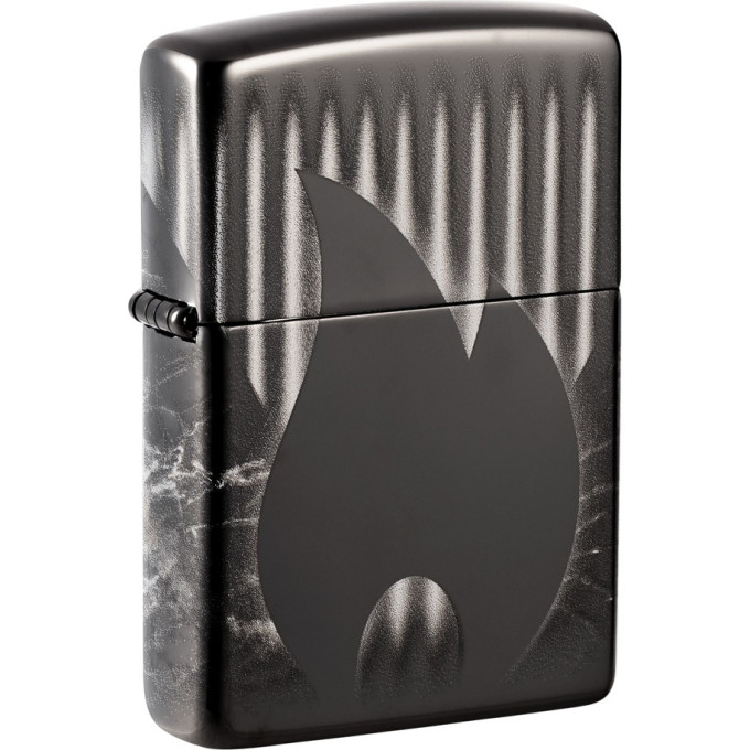 Zippo Classic 48738 — чёрная зажигалка с клеймом пламени